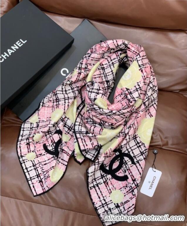 New Design Chanel Cashmere Silk Square Scarf 135x135cm CH111159 Pink 2025