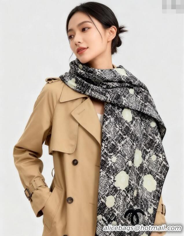 Promotional Chanel Cashmere Silk Square Scarf 135x135cm CH111159 Black 2025