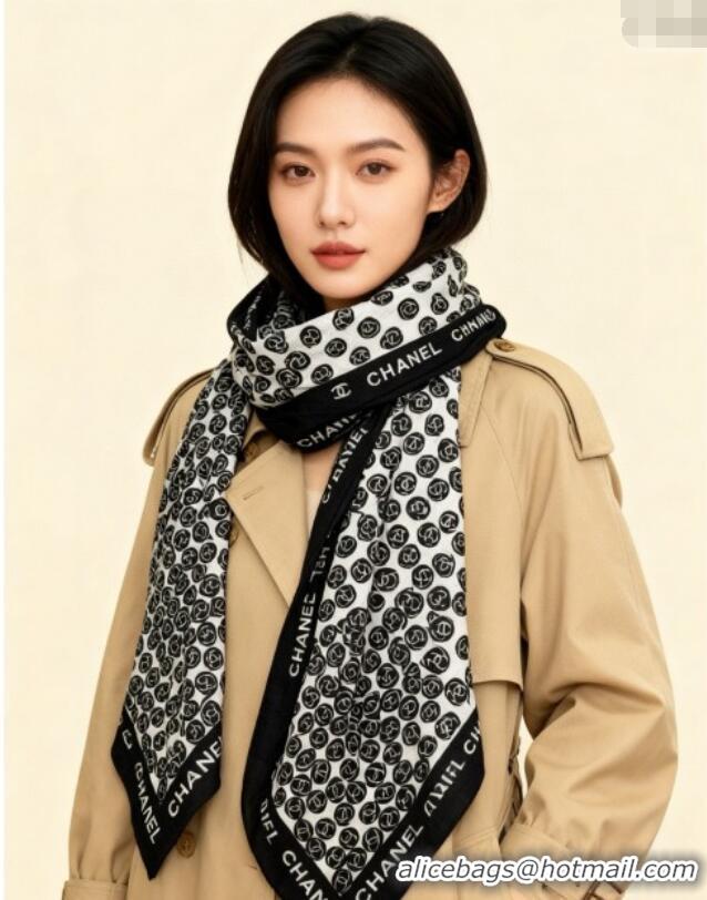 Market Sells Chanel Wool Silk Square Scarf 135x135cm CH111160 White 2025