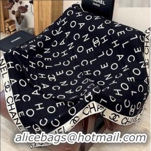 Top Design Chanel Logo Cashmere Silk Square Scarf 135x135cm CH111161 Black 2025