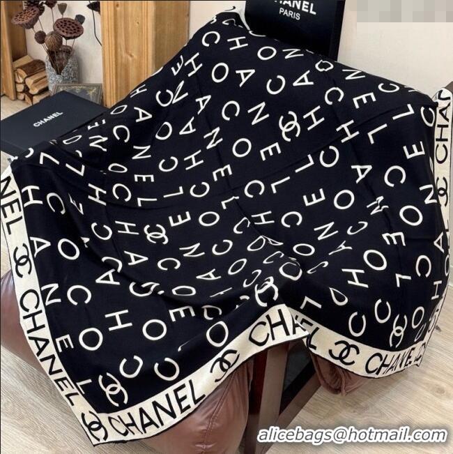 Top Design Chanel Logo Cashmere Silk Square Scarf 135x135cm CH111161 Black 2025