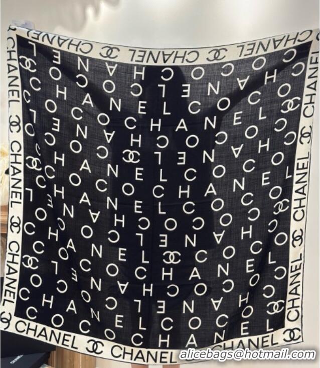 Top Design Chanel Logo Cashmere Silk Square Scarf 135x135cm CH111161 Black 2025