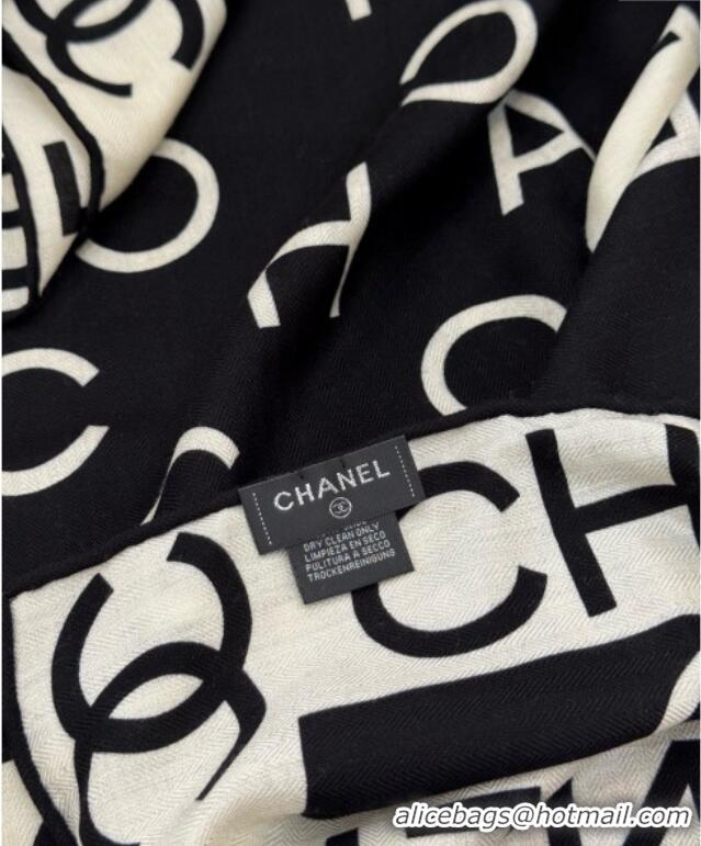 Top Design Chanel Logo Cashmere Silk Square Scarf 135x135cm CH111161 Black 2025