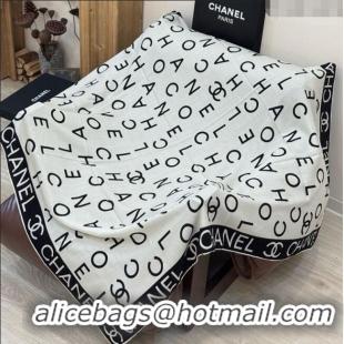Luxury Classic Chanel Logo Cashmere Silk Square Scarf 135x135cm CH111161 White 2025