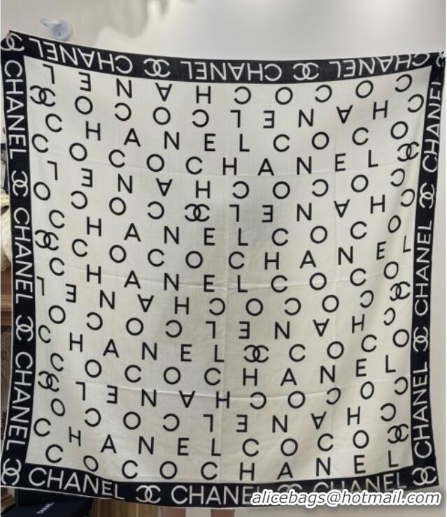 Luxury Classic Chanel Logo Cashmere Silk Square Scarf 135x135cm CH111161 White 2025