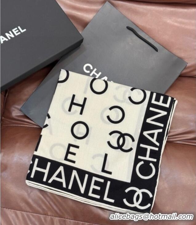 Luxury Classic Chanel Logo Cashmere Silk Square Scarf 135x135cm CH111161 White 2025