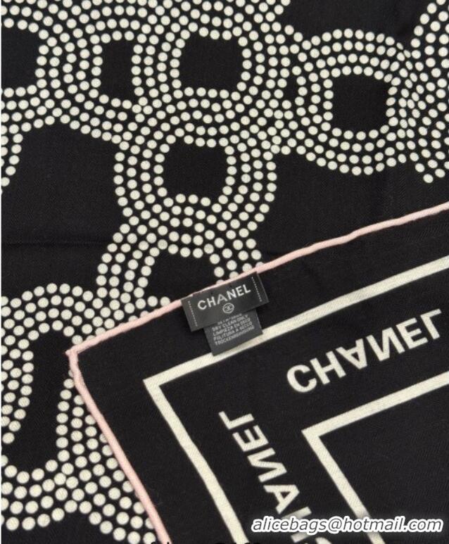 Good Looking Chanel CC Cashmere Silk Square Scarf 135x135cm CH111162 Black 2025