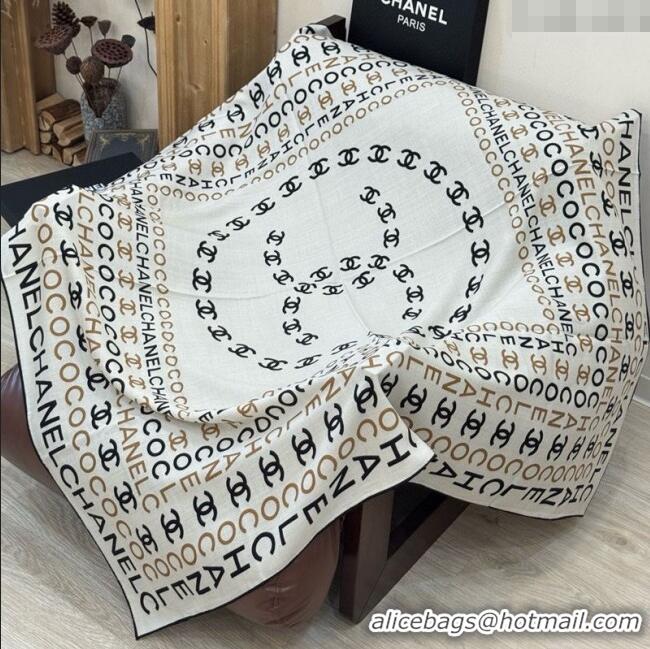 Grade Design Chanel CC Cashmere Silk Square Scarf 135x135cm CH111163 White 2025
