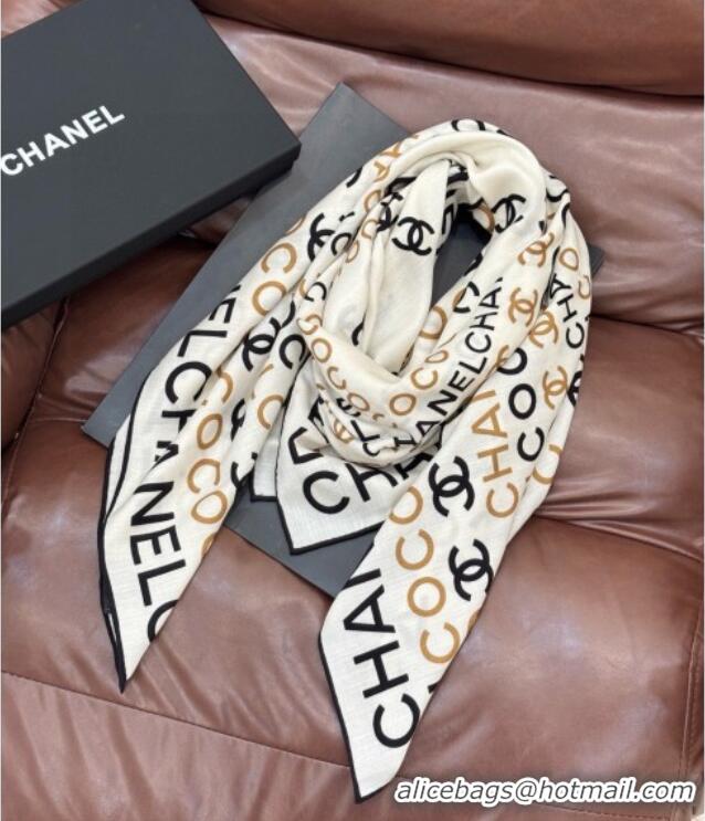 Grade Design Chanel CC Cashmere Silk Square Scarf 135x135cm CH111163 White 2025