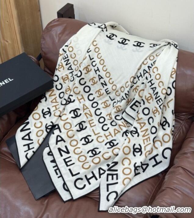 Grade Design Chanel CC Cashmere Silk Square Scarf 135x135cm CH111163 White 2025