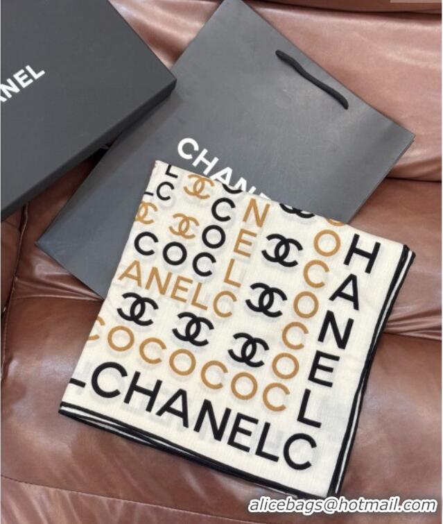 Grade Design Chanel CC Cashmere Silk Square Scarf 135x135cm CH111163 White 2025