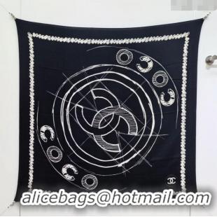 New Design Chanel Cashmere Silk Square Scarf 140x140cm CH111164 Black 2025