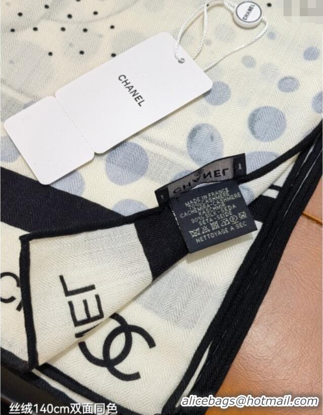 Top Grade Chanel Cashmere Silk Square Scarf 140x140cm CH111165 White 2025