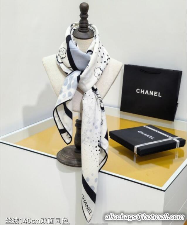Top Grade Chanel Cashmere Silk Square Scarf 140x140cm CH111165 White 2025