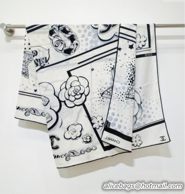 Top Grade Chanel Cashmere Silk Square Scarf 140x140cm CH111165 White 2025