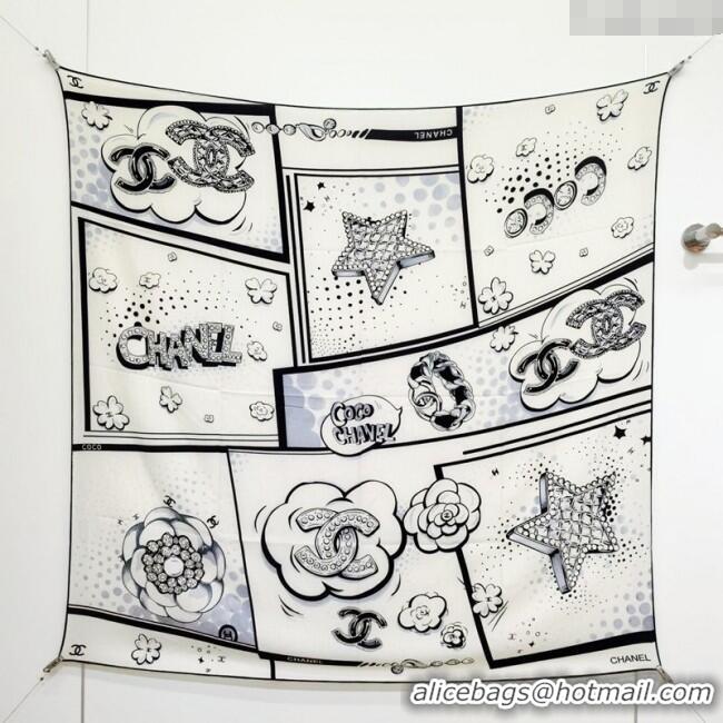 Top Grade Chanel Cashmere Silk Square Scarf 140x140cm CH111165 White 2025