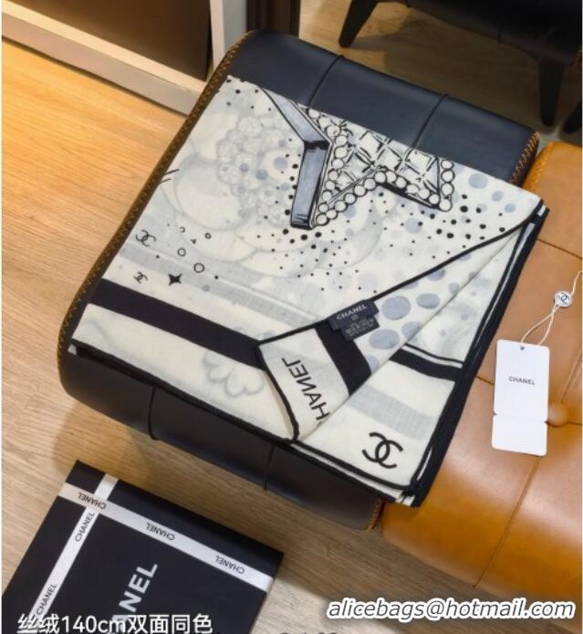 Top Grade Chanel Cashmere Silk Square Scarf 140x140cm CH111165 White 2025