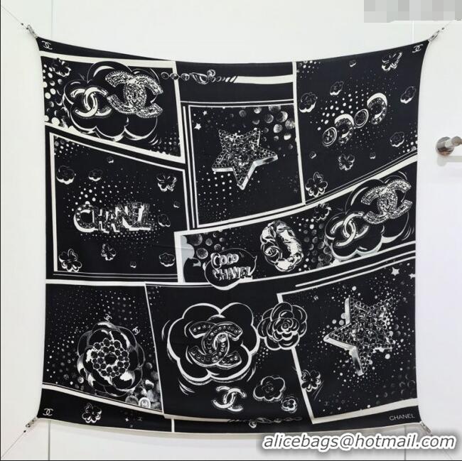 Unique Discount Chanel Cashmere Silk Square Scarf 140x140cm CH111165 Black 2025