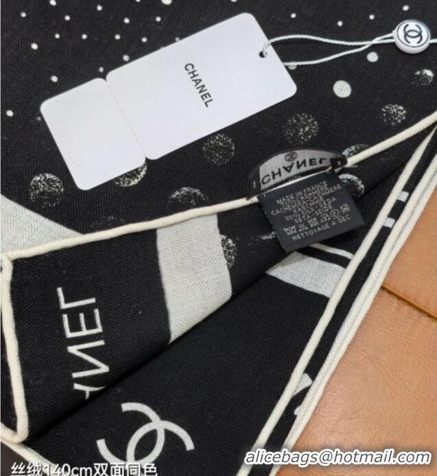 Unique Discount Chanel Cashmere Silk Square Scarf 140x140cm CH111165 Black 2025
