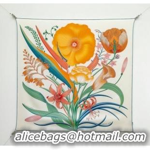 Spot Bulk Hermes Bouquets Final Silk Square Scarf 90x90cm 1175 White 2025