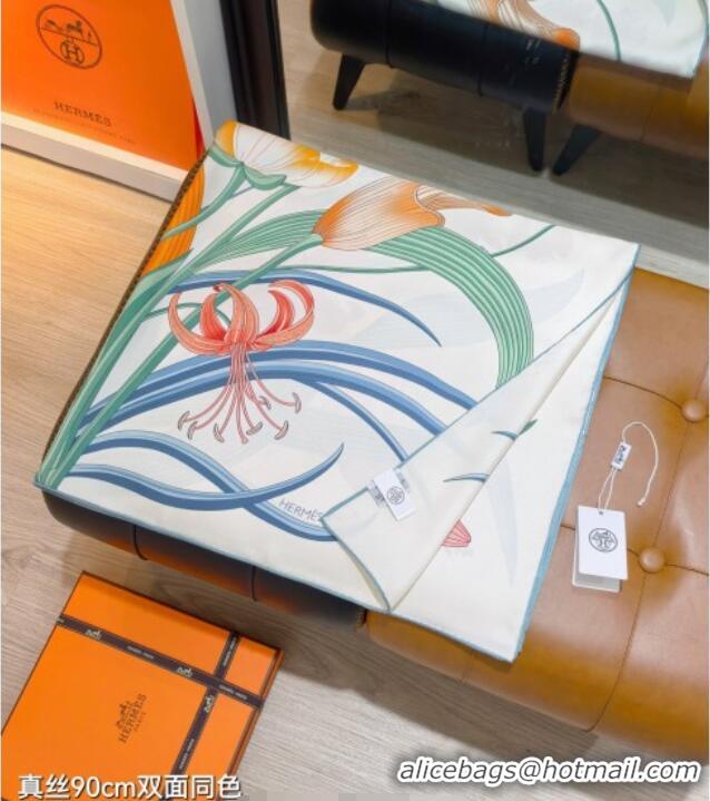 Spot Bulk Hermes Bouquets Final Silk Square Scarf 90x90cm 1175 White 2025