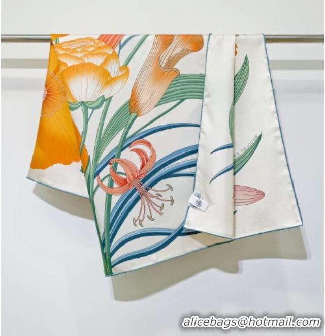 Spot Bulk Hermes Bouquets Final Silk Square Scarf 90x90cm 1175 White 2025