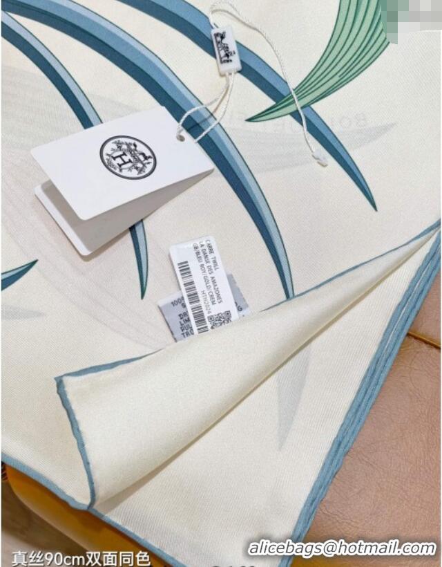 Spot Bulk Hermes Bouquets Final Silk Square Scarf 90x90cm 1175 White 2025