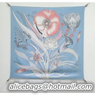 Buy New Cheap Hermes Bouquets Final Silk Square Scarf 90x90cm 1175 Blue 2025