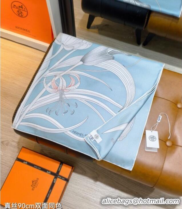 Buy New Cheap Hermes Bouquets Final Silk Square Scarf 90x90cm 1175 Blue 2025