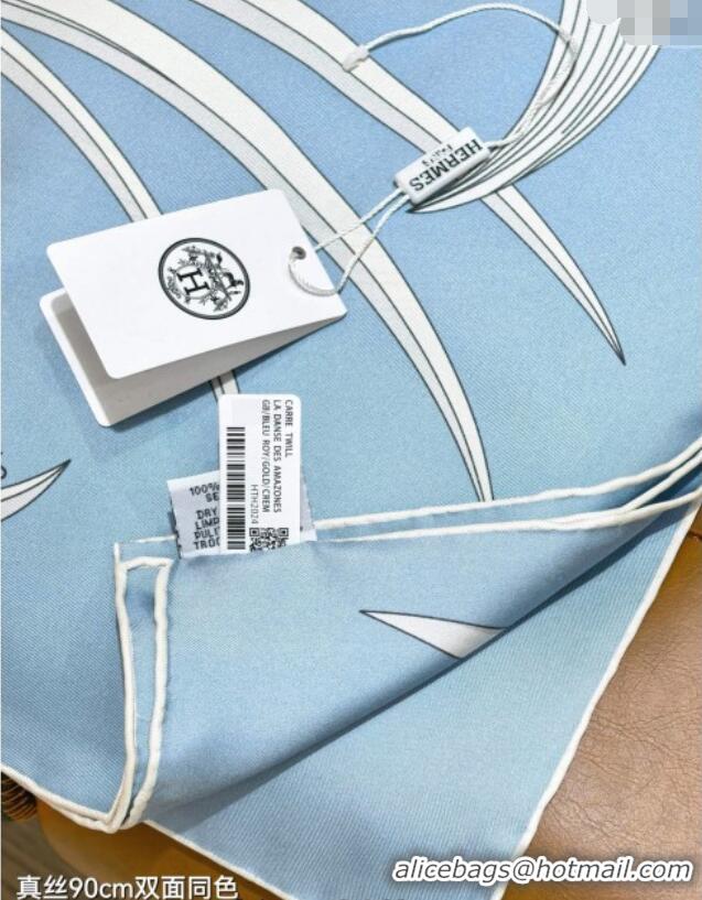 Buy New Cheap Hermes Bouquets Final Silk Square Scarf 90x90cm 1175 Blue 2025