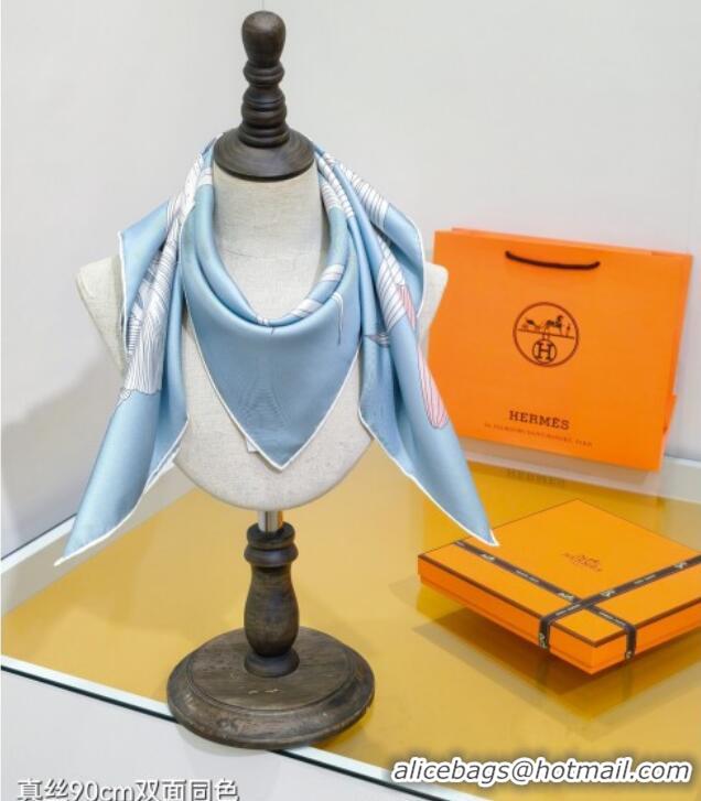 Buy New Cheap Hermes Bouquets Final Silk Square Scarf 90x90cm 1175 Blue 2025