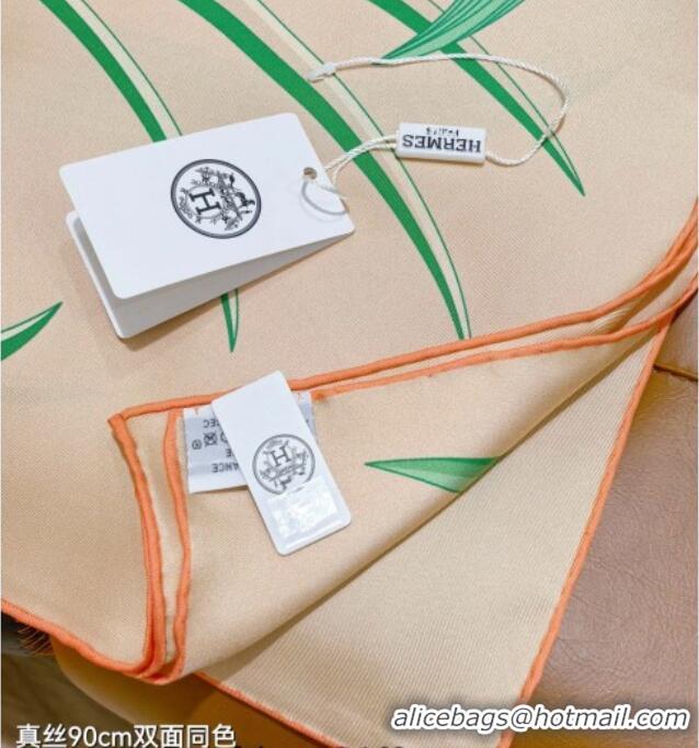 Grade Quality Hermes Bouquets Final Silk Square Scarf 90x90cm 1175 Beige 2025