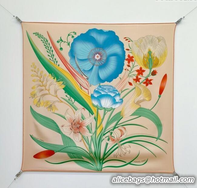 Grade Quality Hermes Bouquets Final Silk Square Scarf 90x90cm 1175 Beige 2025