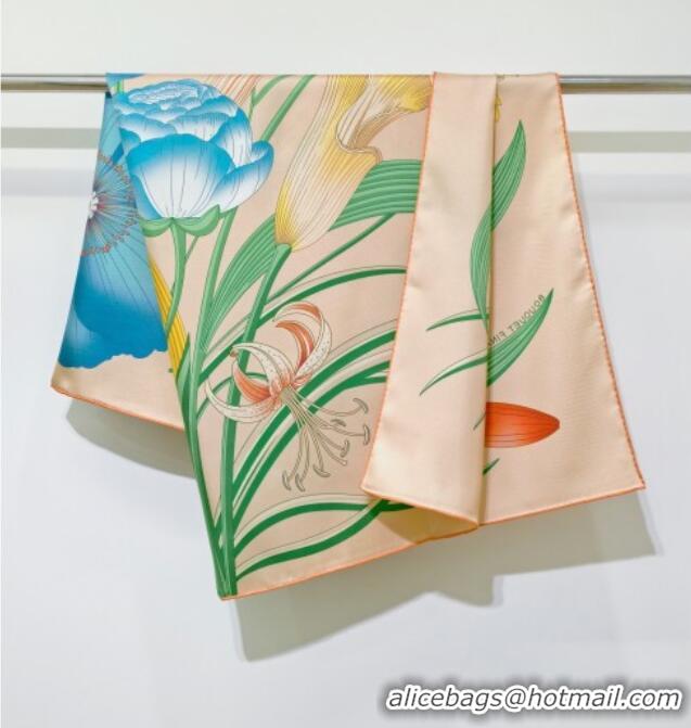 Grade Quality Hermes Bouquets Final Silk Square Scarf 90x90cm 1175 Beige 2025