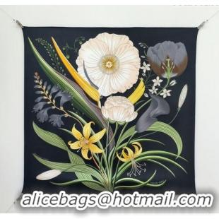 Free Shipping Discount Hermes Bouquets Final Silk Square Scarf 90x90cm 1175 Black 2025