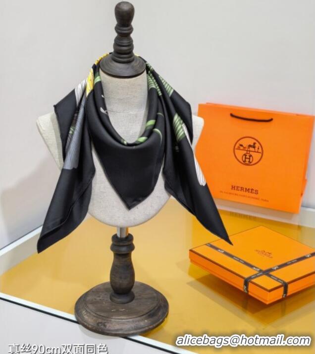 Free Shipping Discount Hermes Bouquets Final Silk Square Scarf 90x90cm 1175 Black 2025