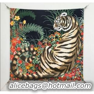 Luxury Cheap Hermes Tiger Tyger Silk Square Scarf 90x90cm 1175 Black 2025