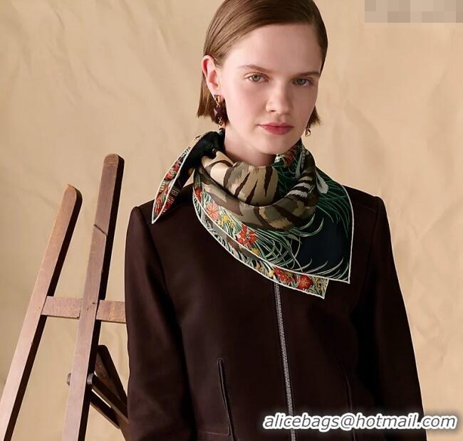 Luxury Cheap Hermes Tiger Tyger Silk Square Scarf 90x90cm 1175 Black 2025