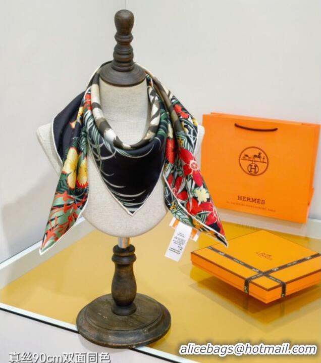 Luxury Cheap Hermes Tiger Tyger Silk Square Scarf 90x90cm 1175 Black 2025