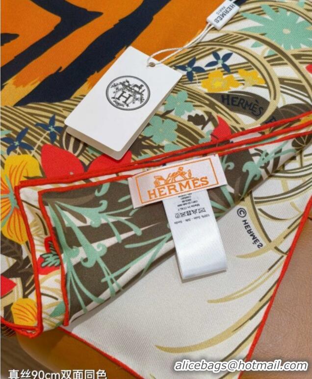 Luxury Cheap Hermes Tiger Tyger Silk Square Scarf 90x90cm 1175 White 2025