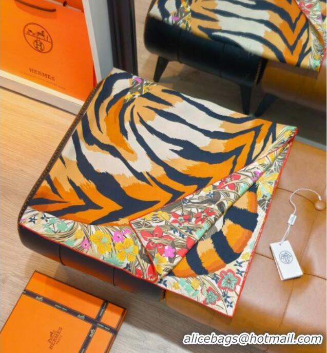 Luxury Cheap Hermes Tiger Tyger Silk Square Scarf 90x90cm 1175 White 2025