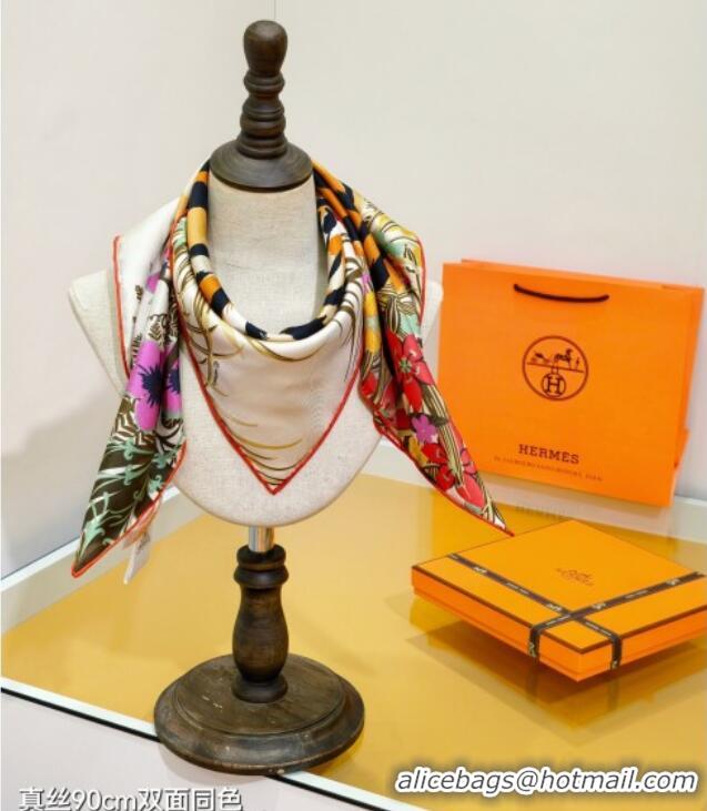 Luxury Cheap Hermes Tiger Tyger Silk Square Scarf 90x90cm 1175 White 2025