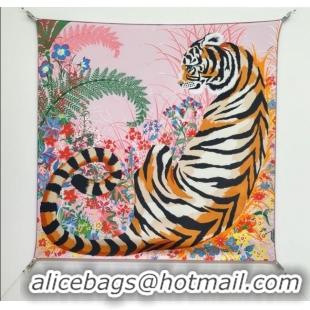 Luxury Cheap Hermes Tiger Tyger Silk Square Scarf 90x90cm 1175 Pink 2025