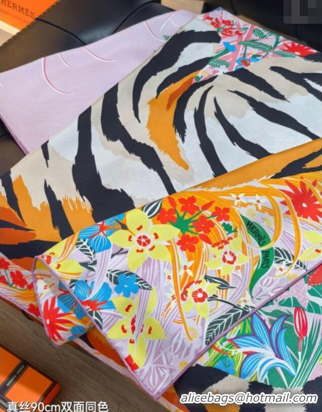 Luxury Cheap Hermes Tiger Tyger Silk Square Scarf 90x90cm 1175 Pink 2025