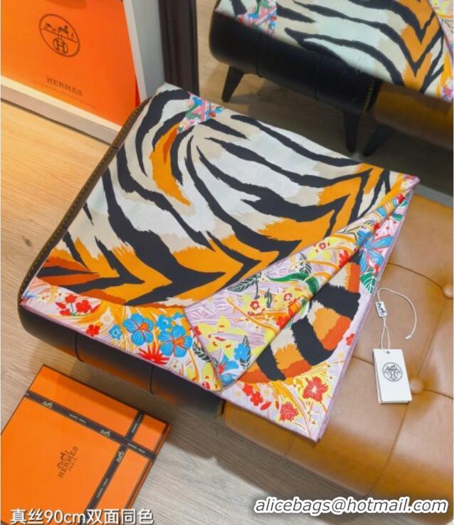 Luxury Cheap Hermes Tiger Tyger Silk Square Scarf 90x90cm 1175 Pink 2025