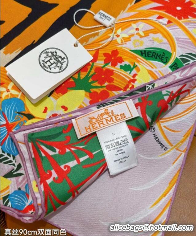 Luxury Cheap Hermes Tiger Tyger Silk Square Scarf 90x90cm 1175 Pink 2025
