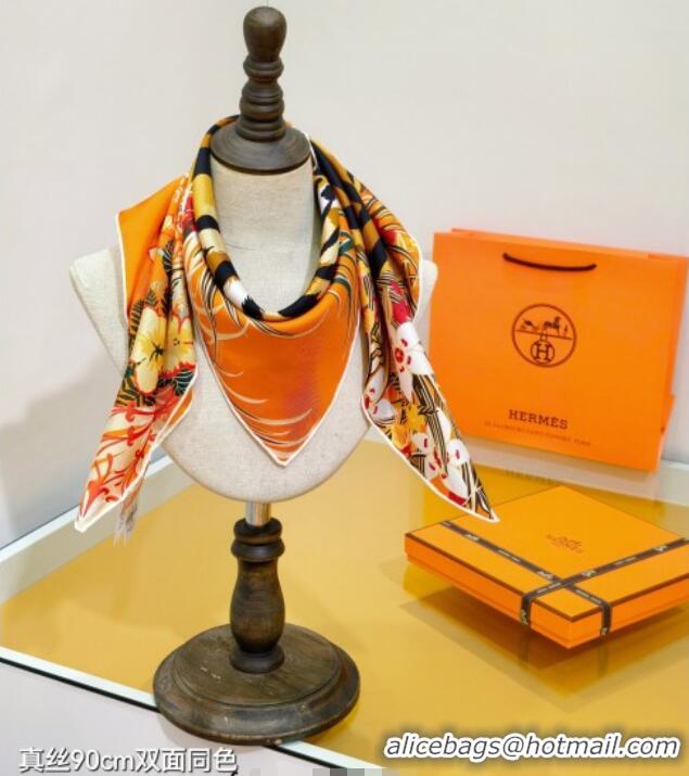 Luxury Cheap Hermes Tiger Tyger Silk Square Scarf 90x90cm 1175 Orange 2025