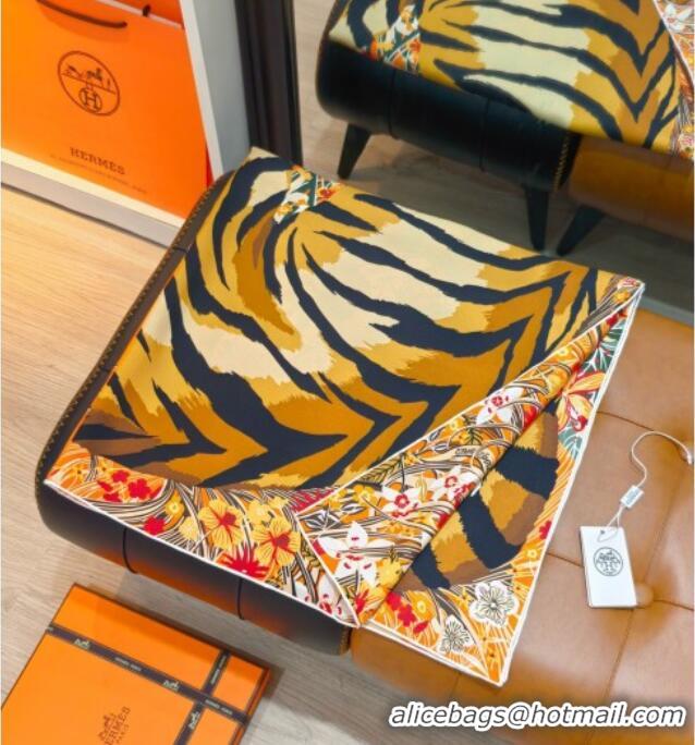 Luxury Cheap Hermes Tiger Tyger Silk Square Scarf 90x90cm 1175 Orange 2025