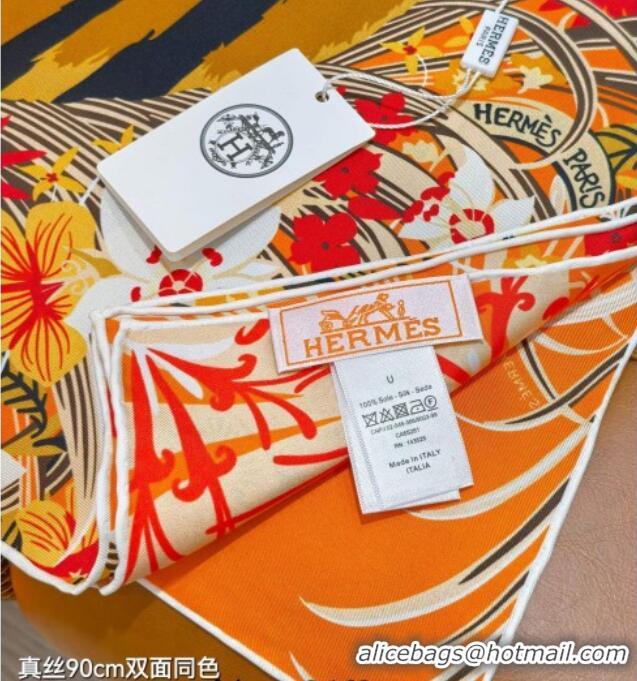 Luxury Cheap Hermes Tiger Tyger Silk Square Scarf 90x90cm 1175 Orange 2025