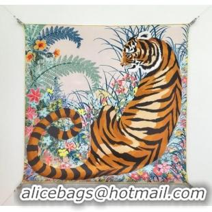 Best Price Hermes Tiger Tyger Silk Square Scarf 90x90cm 1175 Light Grey 2025
